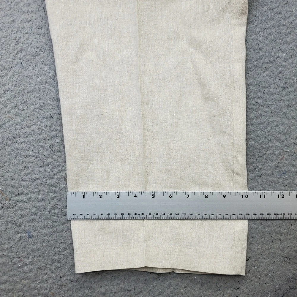 Tasso Elba Island Trouser Pants Mens 38x30 Tan Linen Straight Leg Drawstring
